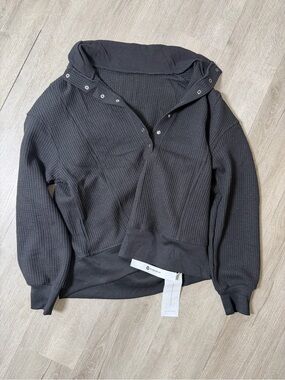 Black Waffle-Knit Sweater